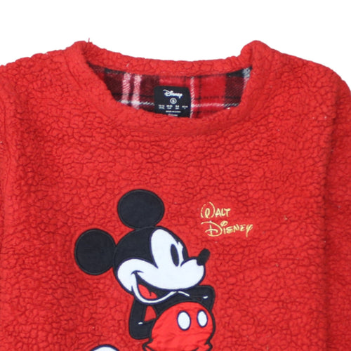 Disney Women’s Red Fleece Mickey Mouse Pyjama Top Size 10-12