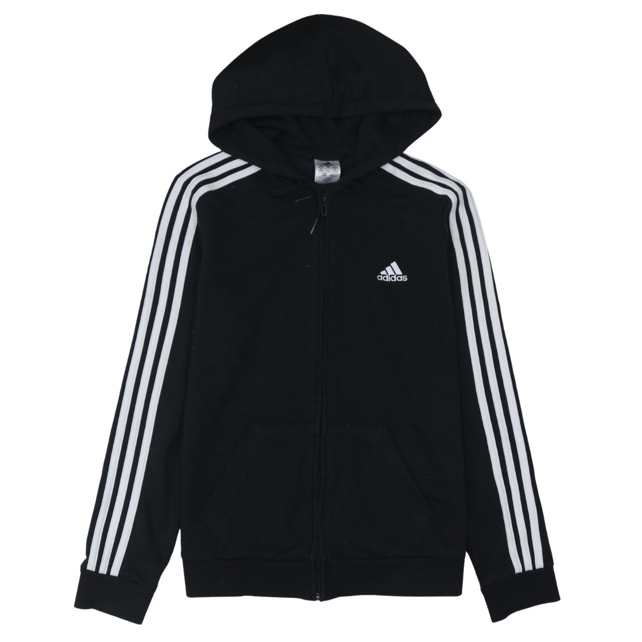 Adidas Women’s Black Full Zip Hoodie Size M with White Stripes