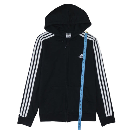 Adidas Women’s Black Full Zip Hoodie Size M with White Stripes