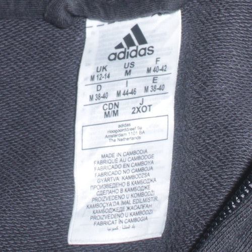 Adidas Women’s Black Full Zip Hoodie Size M with White Stripes