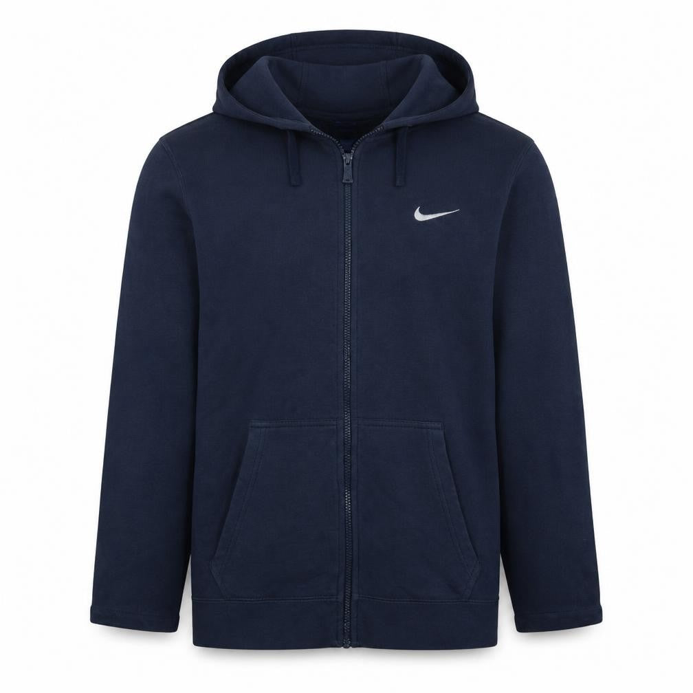 Front view of Nike Men's Blue Full Zip Hoodie Small Fleece Sweatshirt