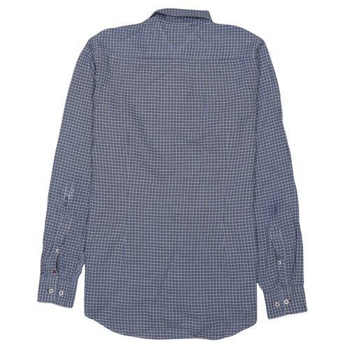Tommy Hilfiger Men’s Blue Check Slim Fit Long Sleeve Cotton Shirt L