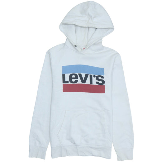 Levi's Men's White Small Pullover Hoodie with Logo Print