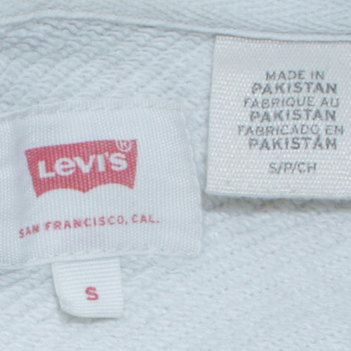 Levi's Men's White Small Pullover Hoodie with Logo Print