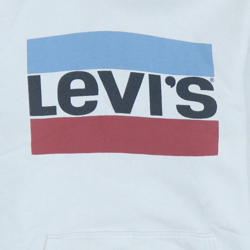 Levi's Men's White Small Pullover Hoodie with Logo Print