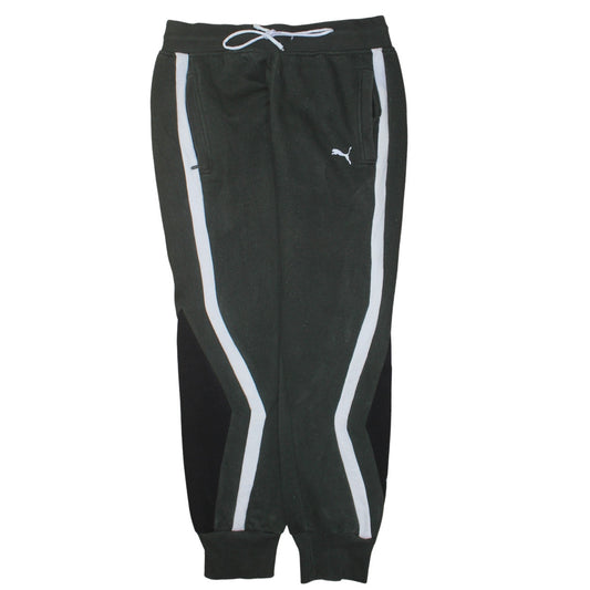 Puma Men's Black Jogger Trousers L Fleece Lined Stripe Logo