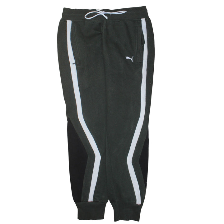 Puma Men's Black Jogger Trousers L Fleece Lined Stripe Logo