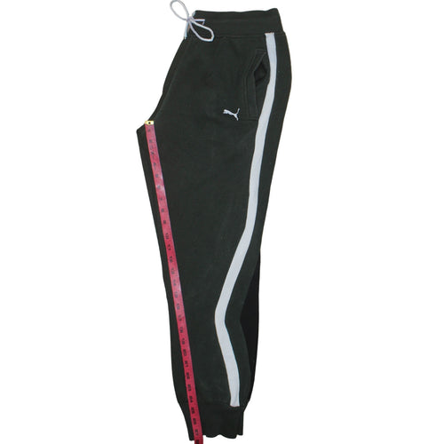 Puma Men's Black Jogger Trousers L Fleece Lined Stripe Logo
