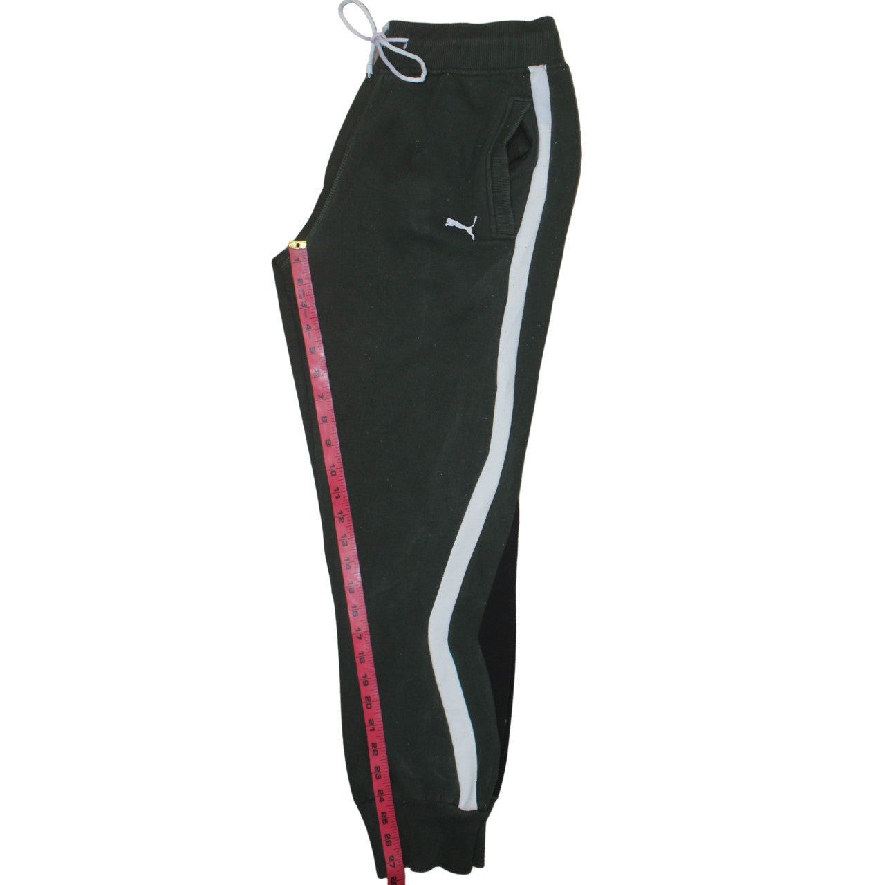 Puma Men's Black Jogger Trousers L Fleece Lined Stripe Logo