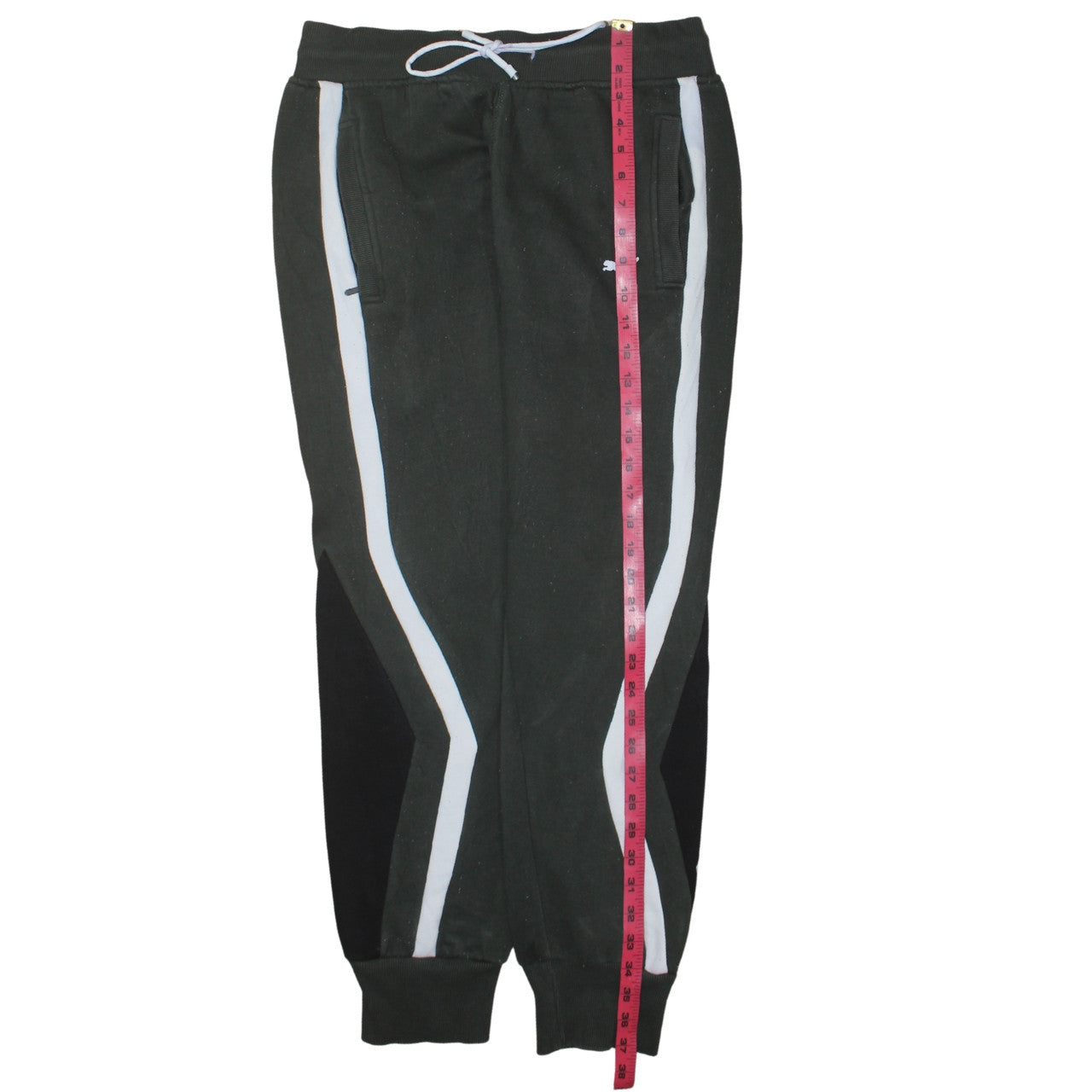 Puma Men's Black Jogger Trousers L Fleece Lined Stripe Logo