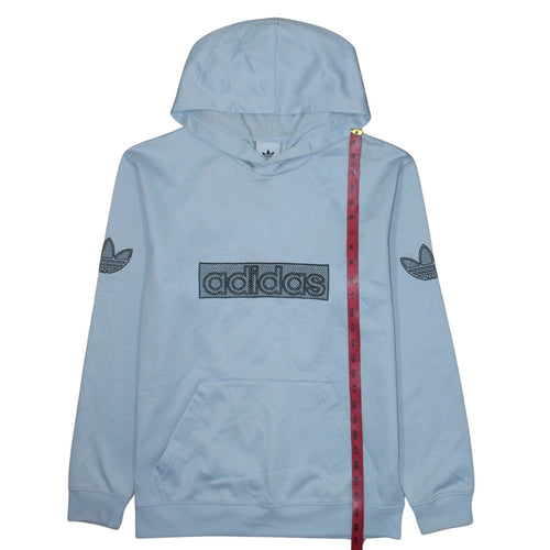 Adidas Mens Blue Pullover Hoodie Medium Logo Graphic Sweatshirt
