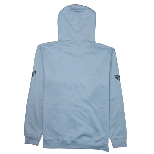 Adidas Mens Blue Pullover Hoodie Medium Logo Graphic Sweatshirt