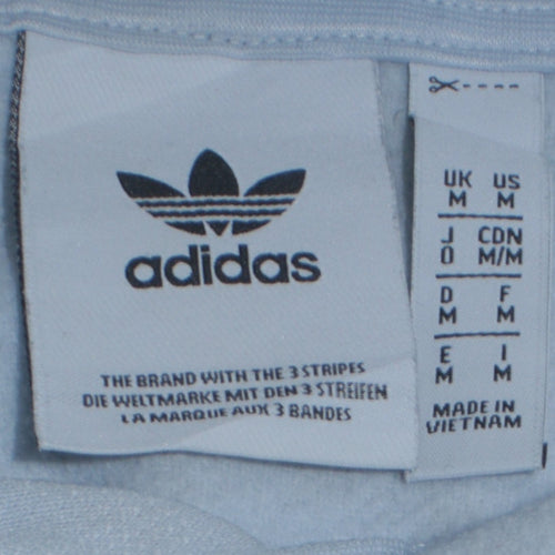 Adidas Mens Blue Pullover Hoodie Medium Logo Graphic Sweatshirt