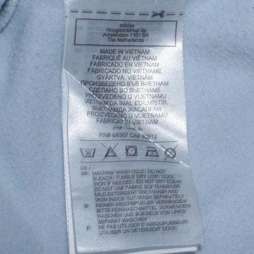 Adidas Mens Blue Pullover Hoodie Medium Logo Graphic Sweatshirt