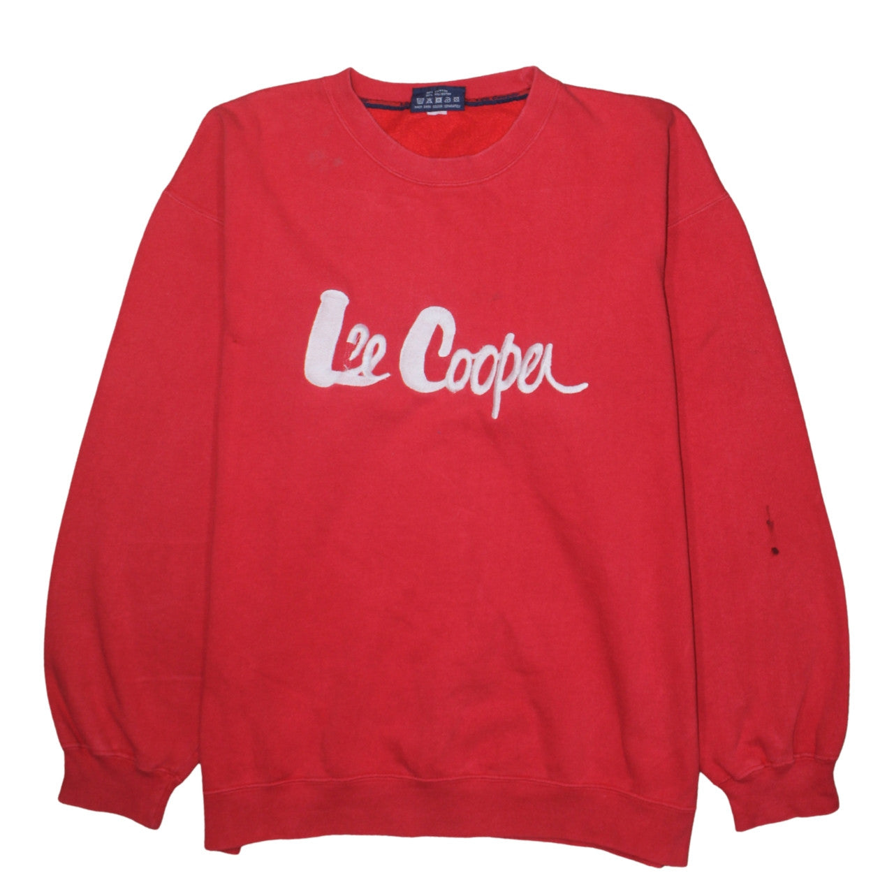 Lee Cooper Men's Red Crew Neck Pullover Sweatshirt L Retro Logo