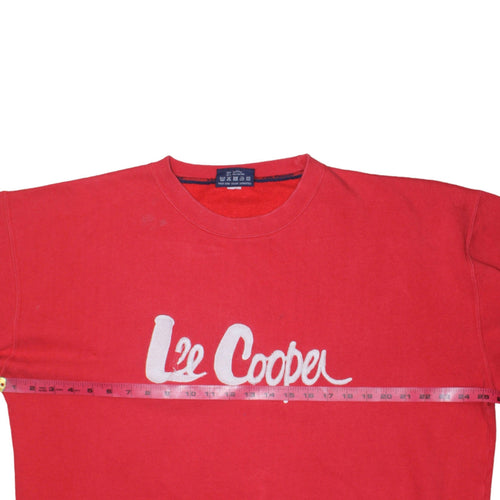 Lee Cooper Men's Red Crew Neck Pullover Sweatshirt L Retro Logo