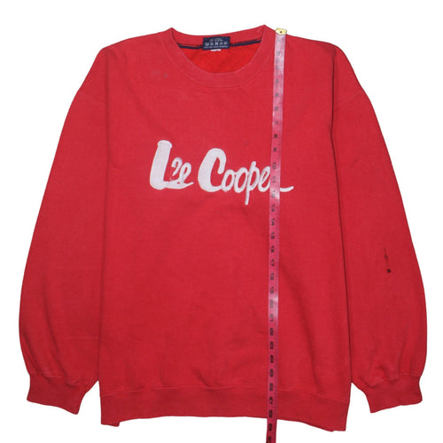 Lee Cooper Men's Red Crew Neck Pullover Sweatshirt L Retro Logo