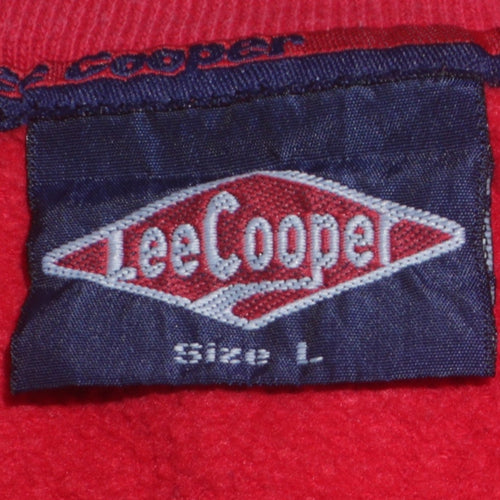 Lee Cooper Men's Red Crew Neck Pullover Sweatshirt L Retro Logo