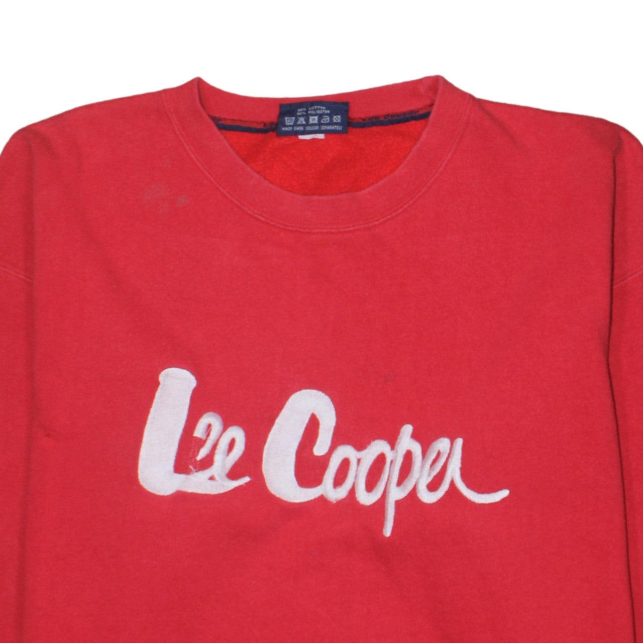 Lee Cooper Men's Red Crew Neck Pullover Sweatshirt L Retro Logo