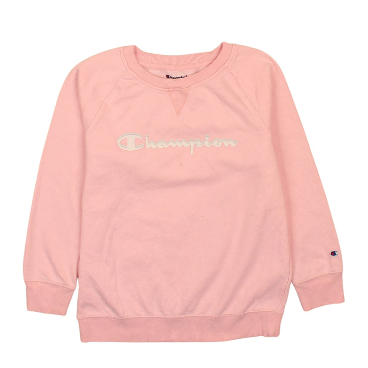 Champion Girls Pink XL Pullover Sweatshirt Crew Neck Logo Jumper