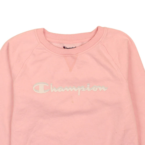 Champion Girls Pink XL Pullover Sweatshirt Crew Neck Logo Jumper