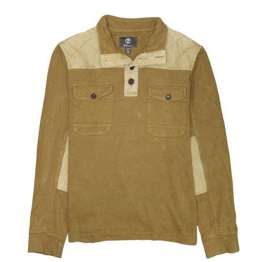 Timberland Earthkeepers Men’s Brown XL Henley Sweatshirt Quilted Shoulder