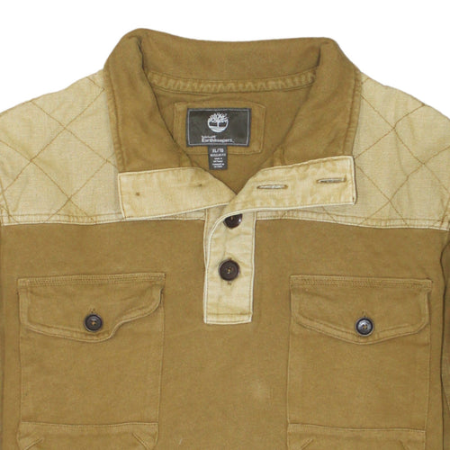 Timberland Earthkeepers Men’s Brown XL Henley Sweatshirt Quilted Shoulder