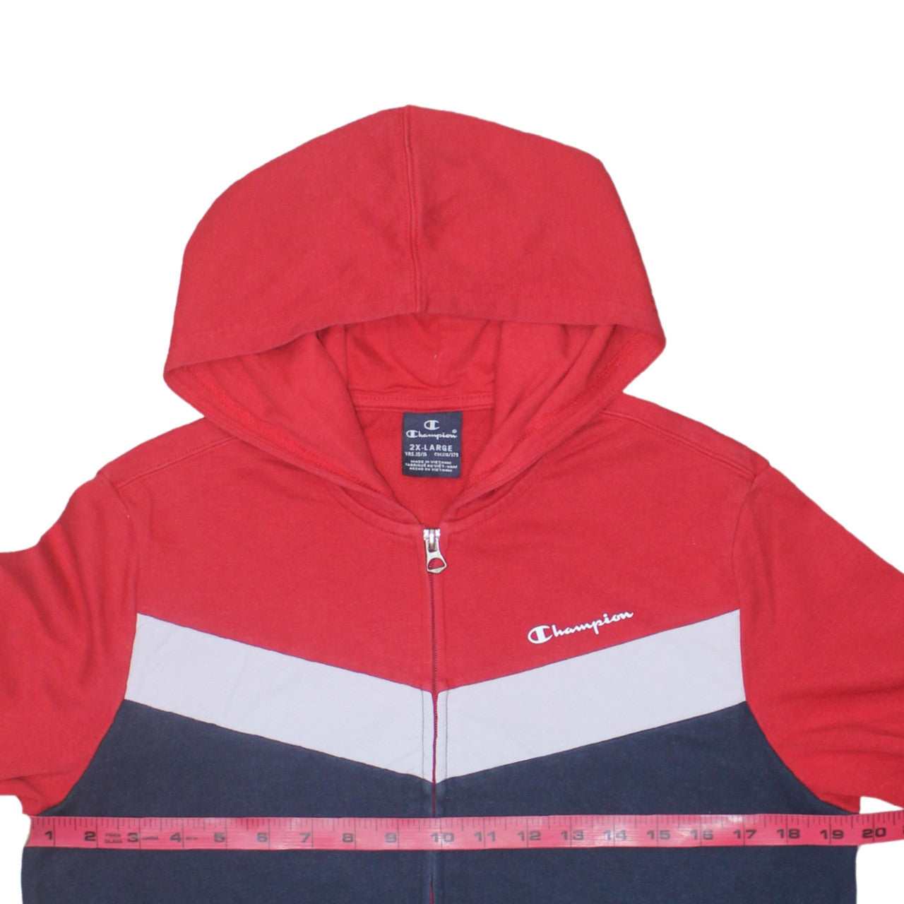 Champion Boys Red Blue Colourblock Full Zip Hoodie Size 15-16 Years