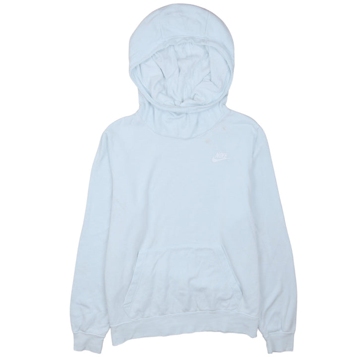 Nike Womens Blue Pullover Hoodie Medium Casual Lined Cotton Blend