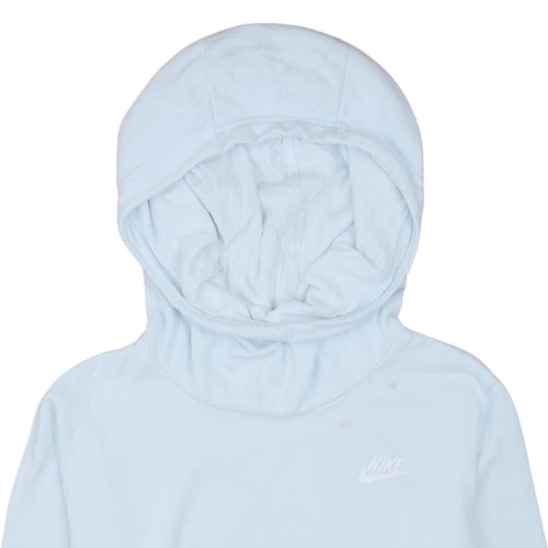 Nike Womens Blue Pullover Hoodie Medium Casual Lined Cotton Blend