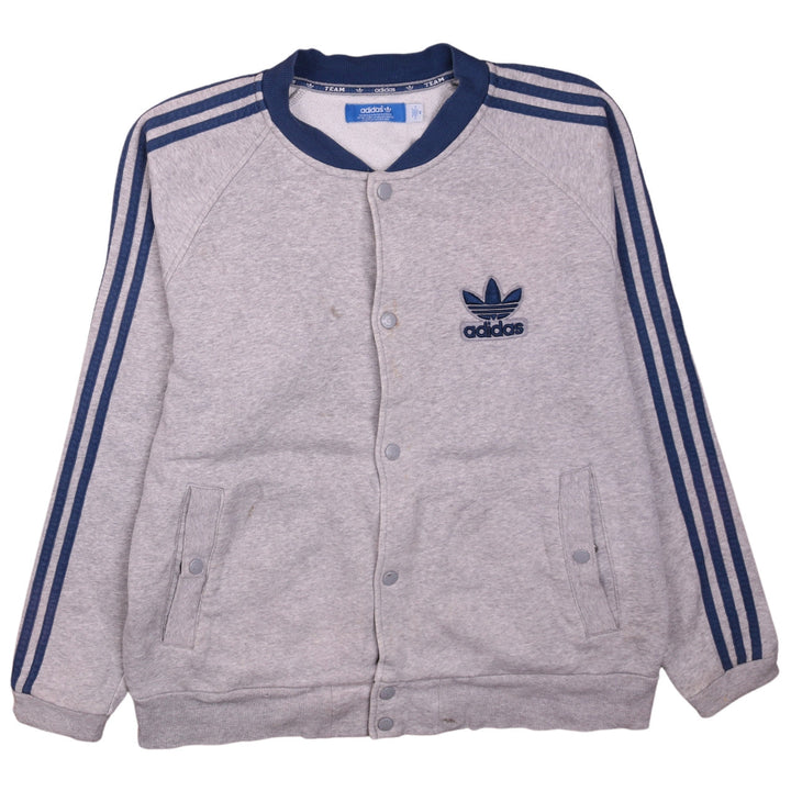 adidas Men's Grey Button Sweatshirt M Sports Logo Long Sleeve