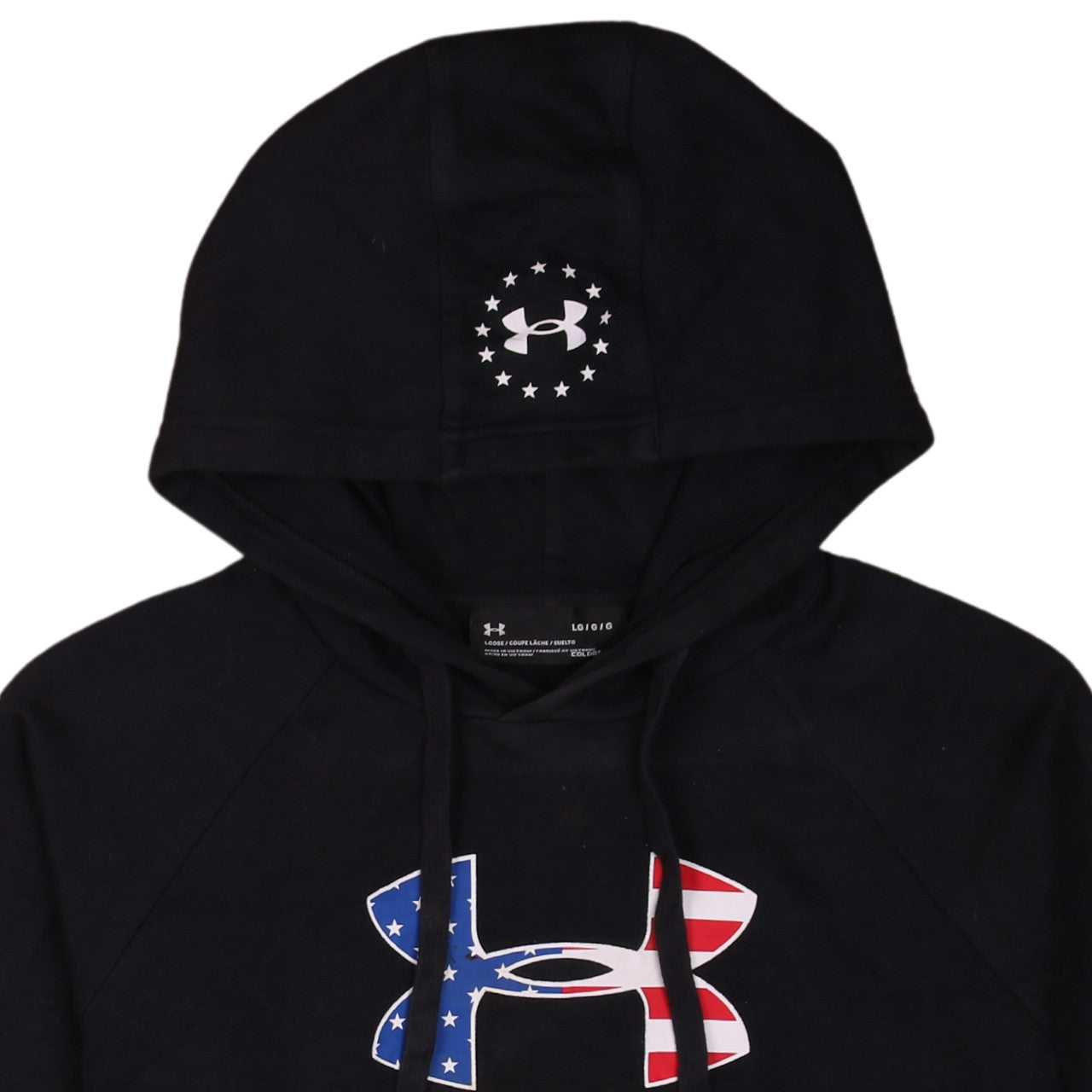 Under Armour Men's Black Large Pullover Hoodie USA Flag Logo