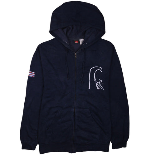 Quiksilver Men’s Blue Full Zip Hoodie M Surf Graphic Hooded Sweatshirt