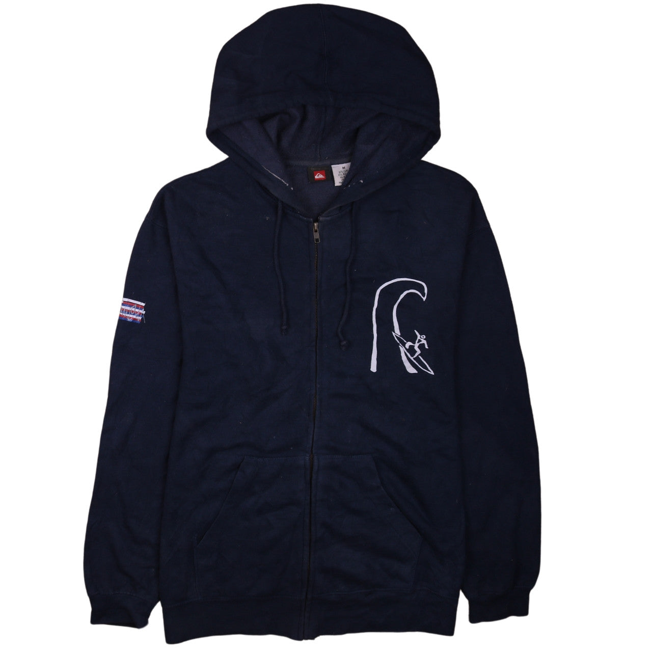 Quiksilver Men’s Blue Full Zip Hoodie M Surf Graphic Hooded Sweatshirt