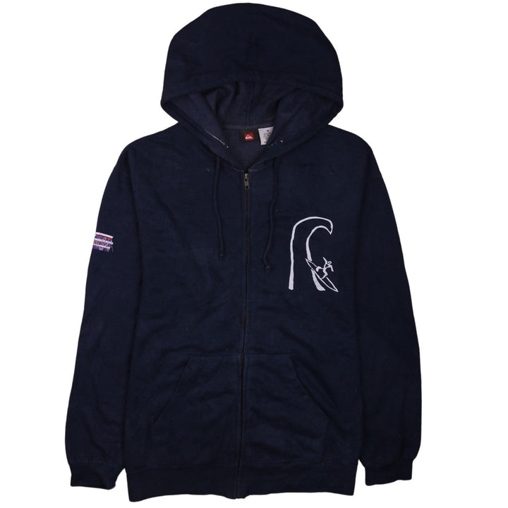 Quiksilver Men’s Blue Full Zip Hoodie M Surf Graphic Hooded Sweatshirt