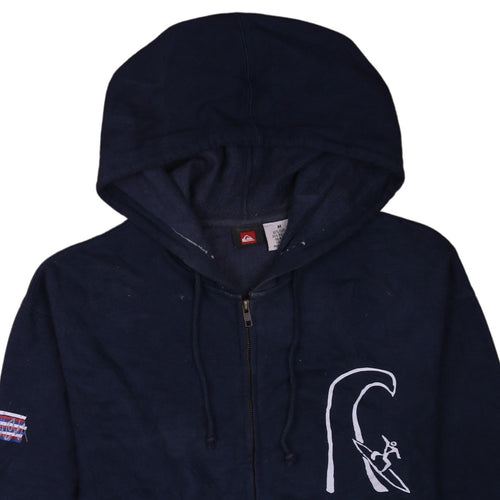 Quiksilver Men’s Blue Full Zip Hoodie M Surf Graphic Hooded Sweatshirt