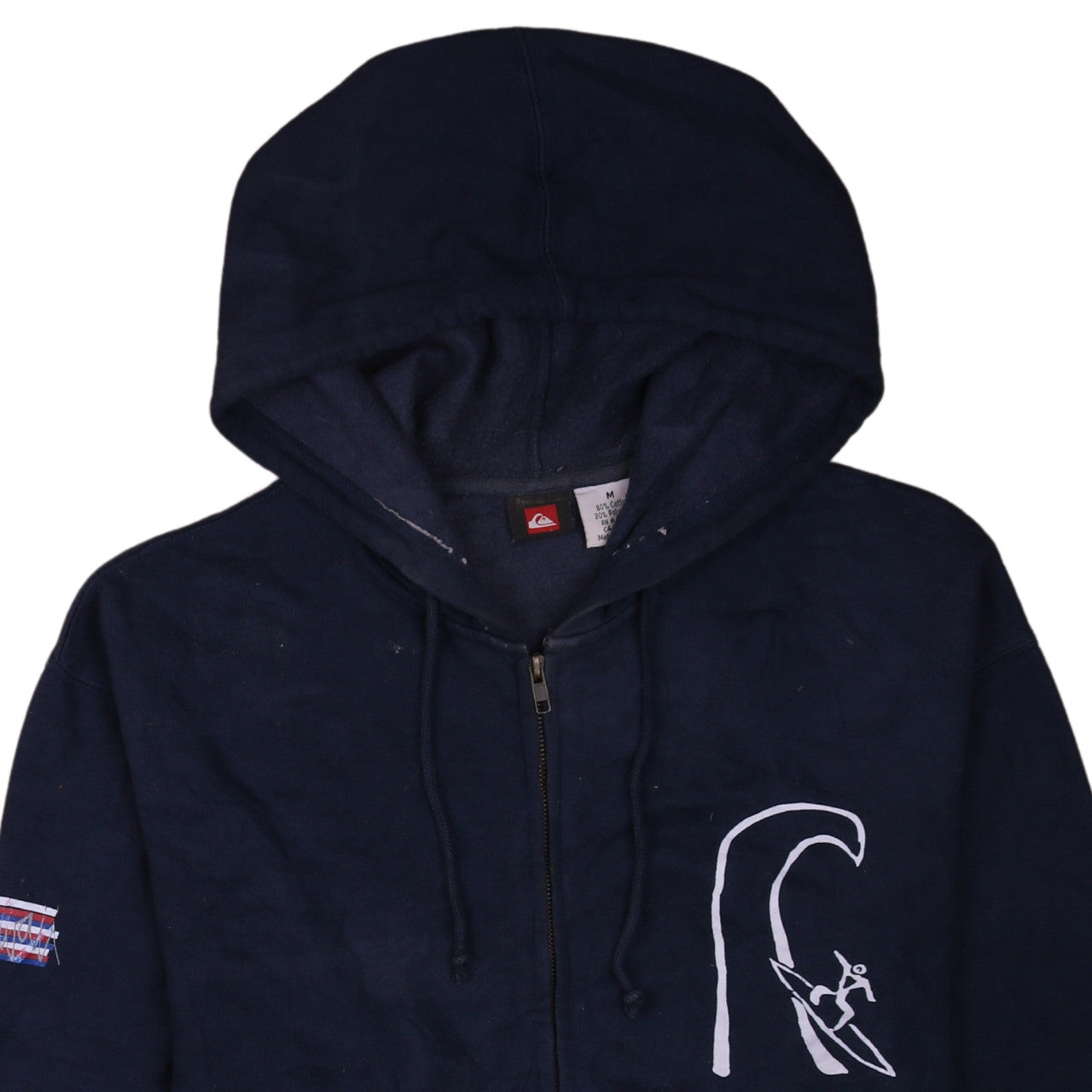 Quiksilver Men’s Blue Full Zip Hoodie M Surf Graphic Hooded Sweatshirt