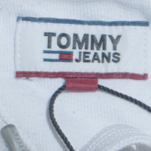 Tommy Jeans Men's White Pullover Hoodie Size L Embroidered Logo