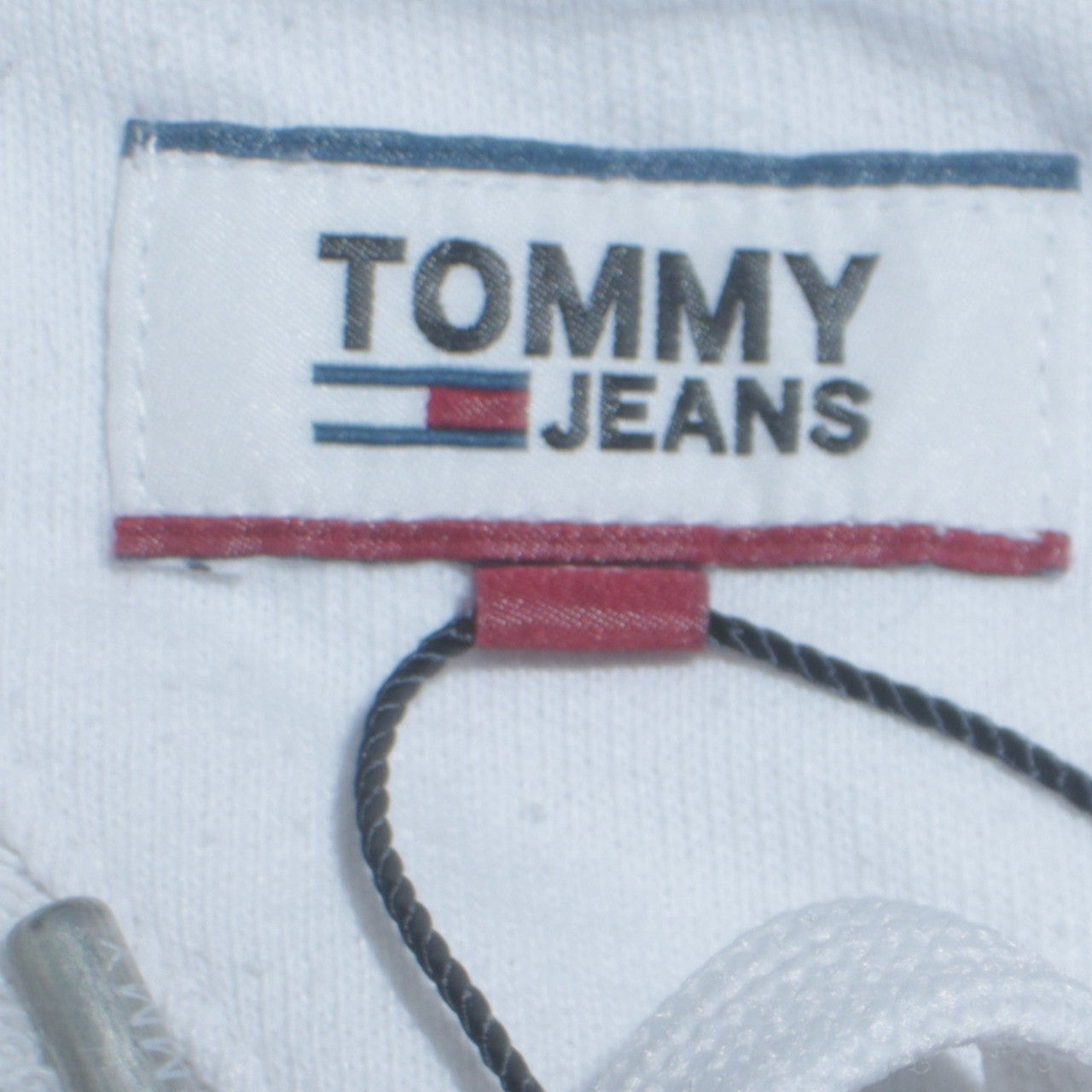 Tommy Jeans Men's White Pullover Hoodie Size L Embroidered Logo