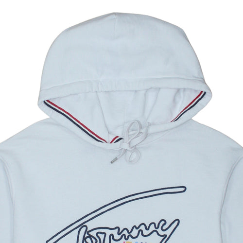 Tommy Jeans Men's White Pullover Hoodie Size L Embroidered Logo