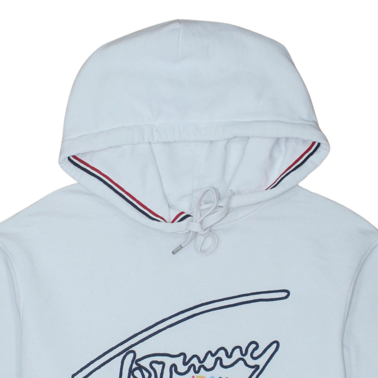 Tommy Jeans Men's White Pullover Hoodie Size L Embroidered Logo