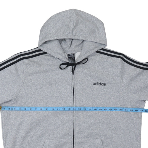 Adidas Men’s Grey Full Zip Hoodie 2XL Sports Fleece Hooded Top