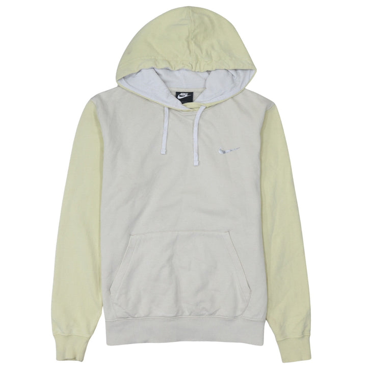 Nike Women Beige & Yellow Pullover Hoodie Small Cotton Blend