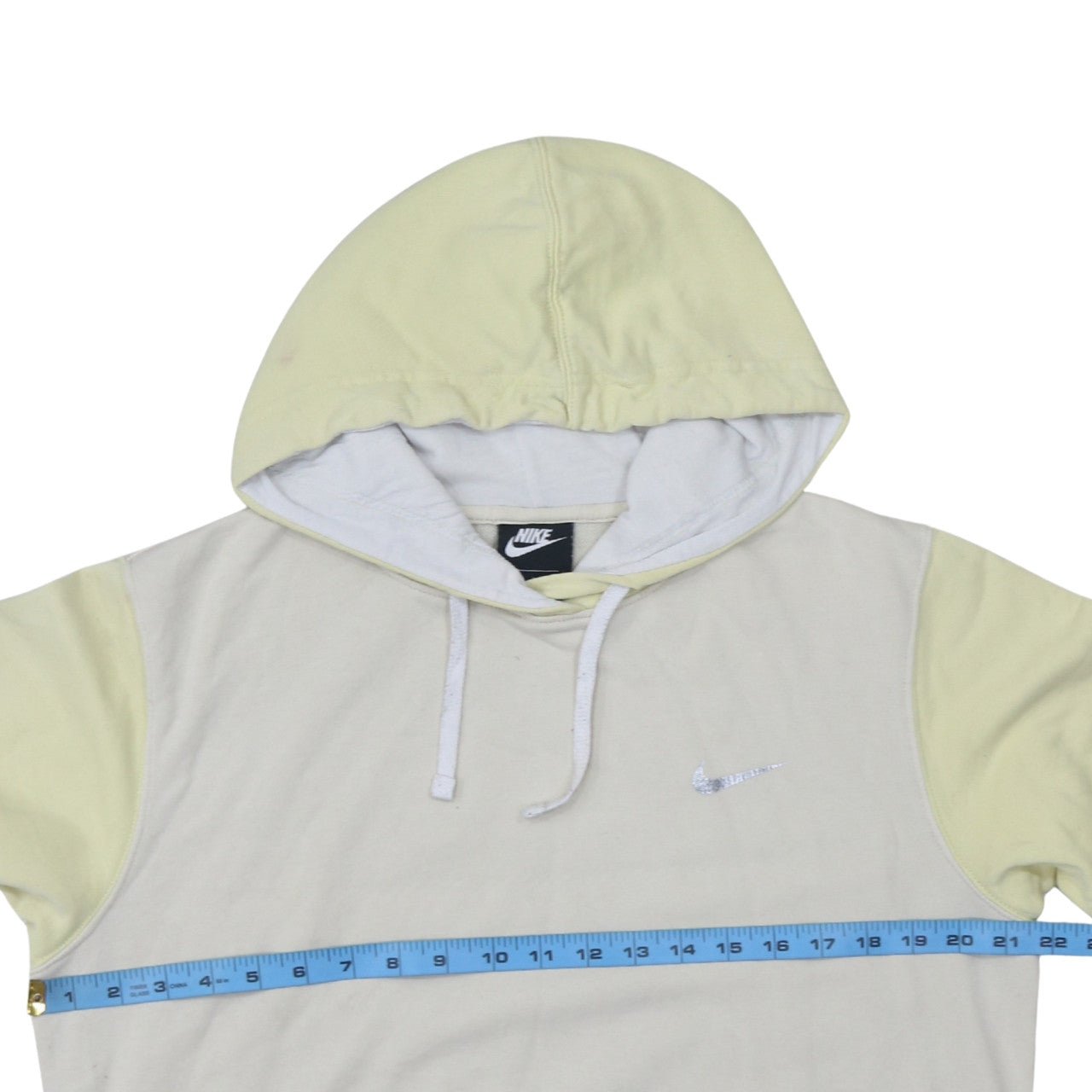 Nike Women Beige & Yellow Pullover Hoodie Small Cotton Blend