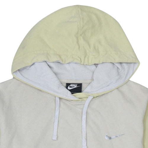 Nike Women Beige & Yellow Pullover Hoodie Small Cotton Blend