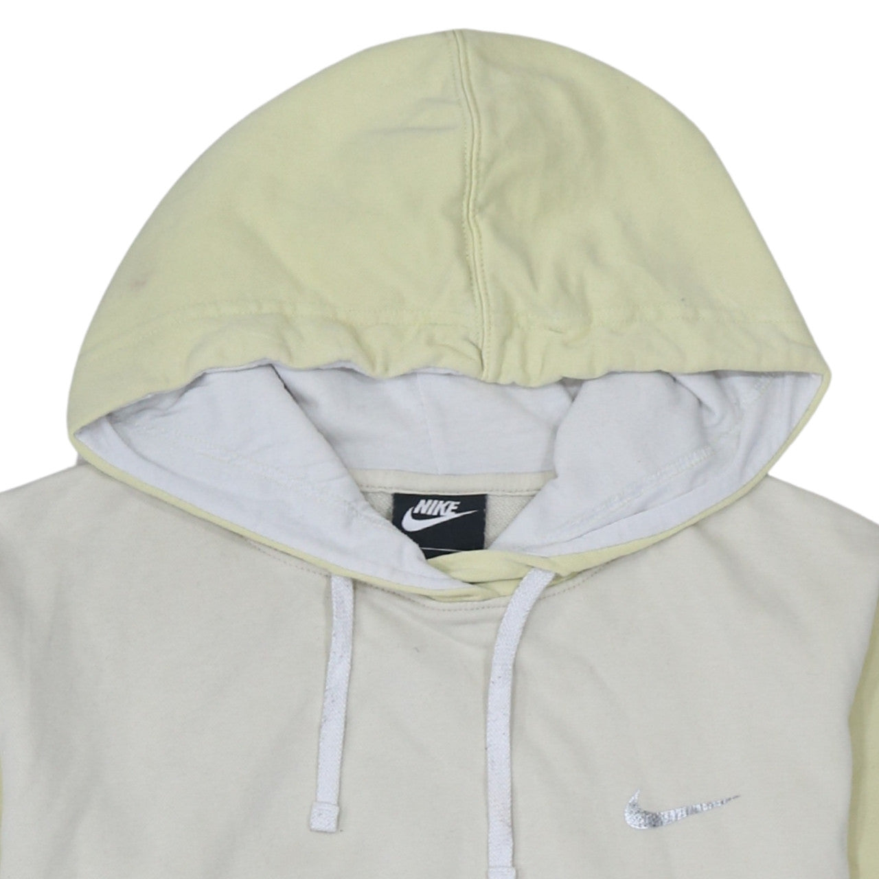 Nike Women Beige & Yellow Pullover Hoodie Small Cotton Blend