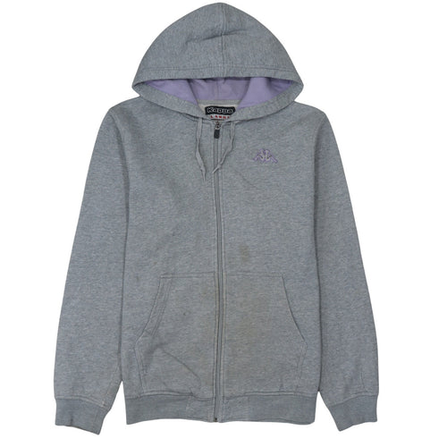 Kappa Men’s Grey Full Zip Hoodie Large Embroidered Logo Sportswear