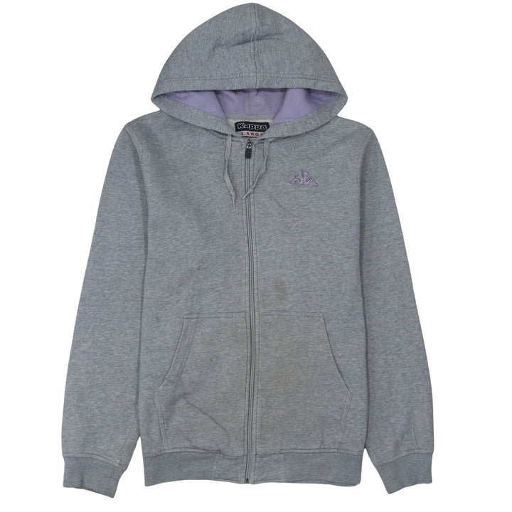 Kappa Men’s Grey Full Zip Hoodie Large Embroidered Logo Sportswear