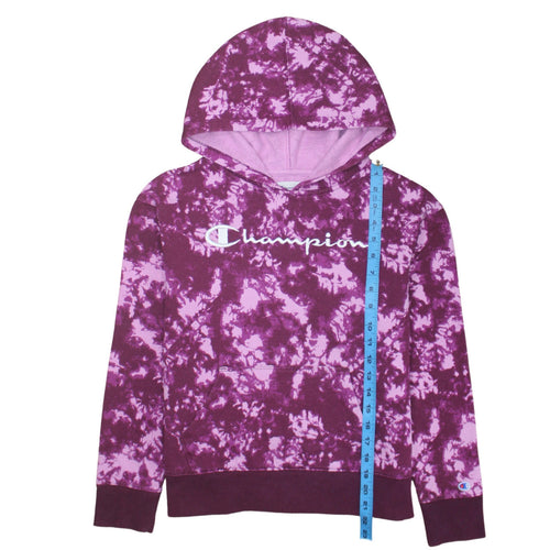 Champion Womens Purple Tie Dye Hoodie Small Pullover Cotton Blend