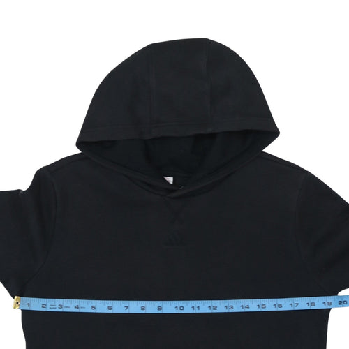 Adidas Boys Black Pullover Hoodie - Size 13-14 Years Cotton Blend